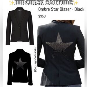 ☃️BOGO50%☃️ 🆕🖤HIPCHICK COUTURE: CRYSTAL Ombre Star Black Blazer💎RETAIL $350💎